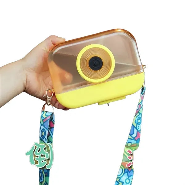 14 oz Camera Shape Plastic Straw Tumbler with Carry Strap