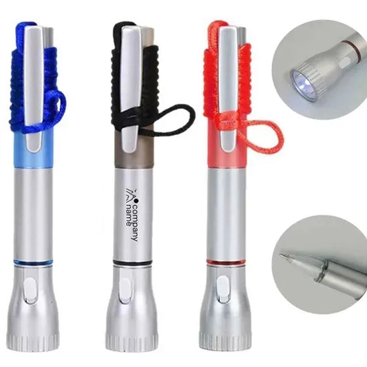 Multifunction LED Flashlight Pen with Clip and Lanyard