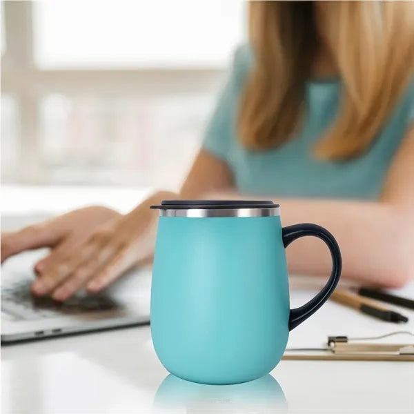 16oz Insulated Vacuum Coffee Mug with Handle and Lid