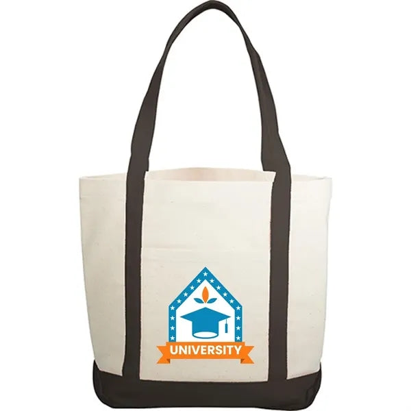 10 oz Cotton Canvas Boat Tote Bag - 12.25"W x14.75"H x 5"D x