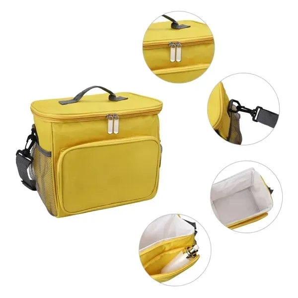 10L Insulated Lunch Cooler Bag W/ Shoulder Strap & Handles