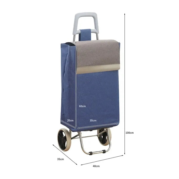 Foldable Rolling Grocery Shopping Trolley Cart With Bag