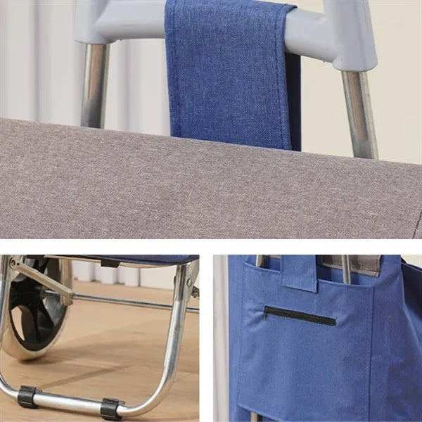 Foldable Rolling Grocery Shopping Trolley Cart With Bag