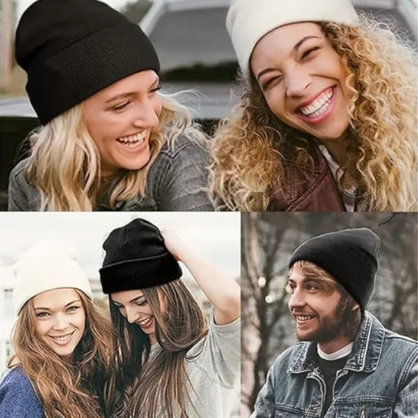 Satin Lined Knit Beanie Soft Warm Slouchy Winter Skull Cap