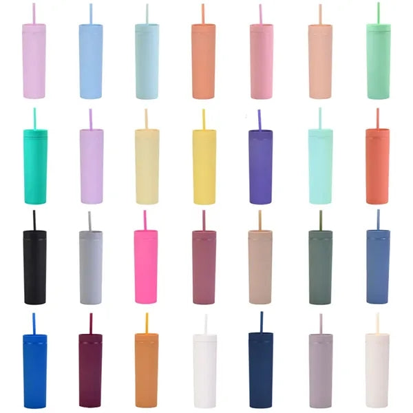 Double Layer Plastic Straw Insulated Mug