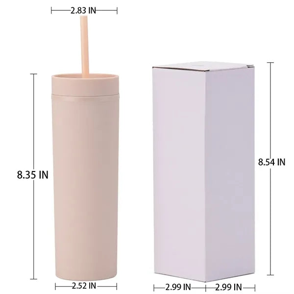 Double Layer Plastic Straw Insulated Mug