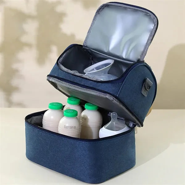 Large Capacity Double-Layer Insulated Baby Bottle Cooler Bag