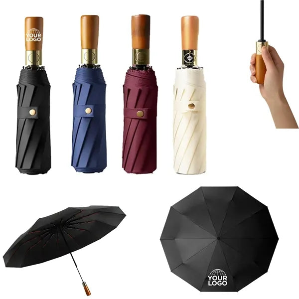 Automatic Wood Handle Windproof Umbrella