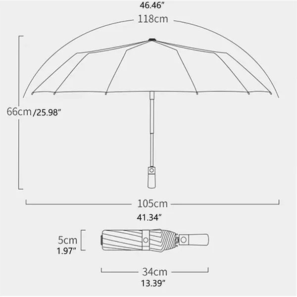 Automatic Wood Handle Windproof Umbrella