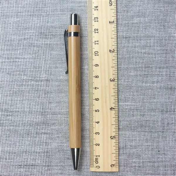 Bamboo Ballpoint Pen Customizable Retractable with Clip