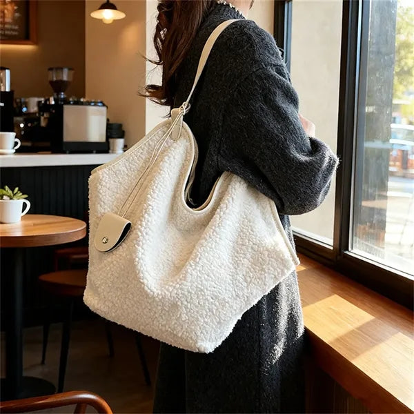 Large Capacity Fleece Parent-Child Tote Bag Single Shoulder