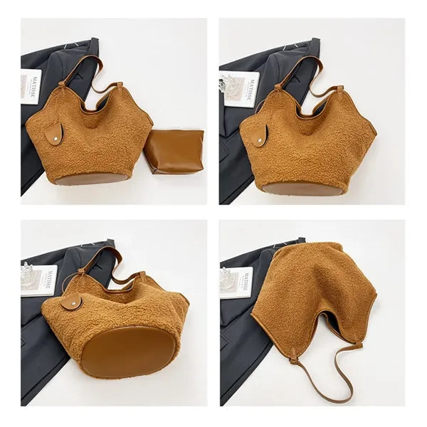 Large Capacity Fleece Parent-Child Tote Bag Single Shoulder