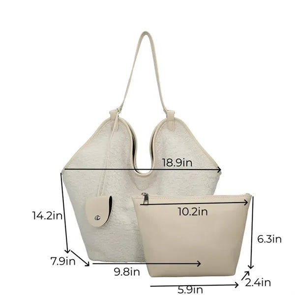 Large Capacity Fleece Parent-Child Tote Bag Single Shoulder