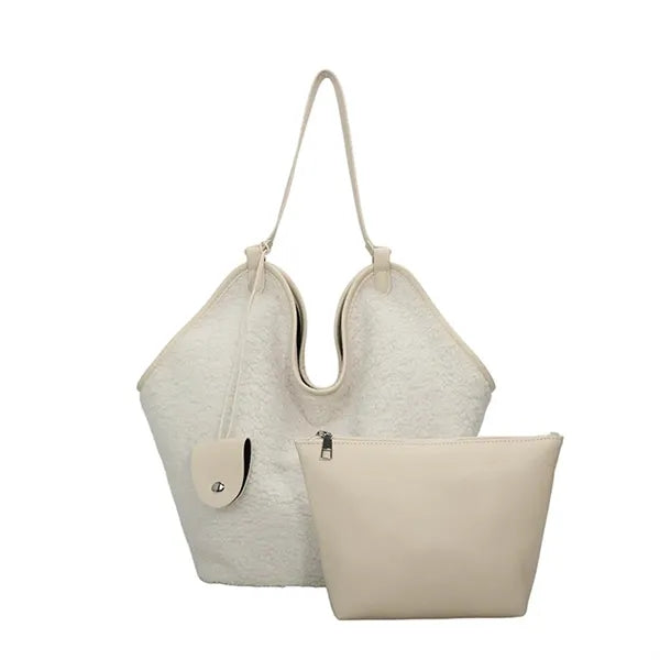 Large Capacity Fleece Parent-Child Tote Bag Single Shoulder