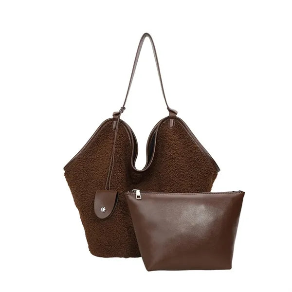 Large Capacity Fleece Parent-Child Tote Bag Single Shoulder