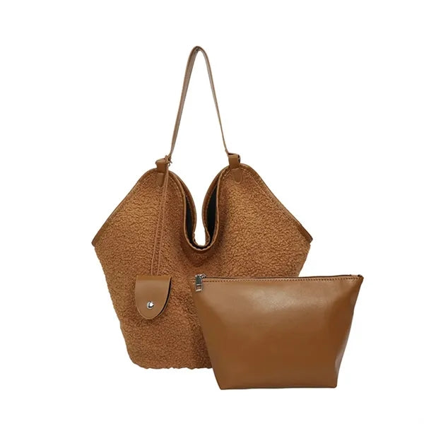 Large Capacity Fleece Parent-Child Tote Bag Single Shoulder