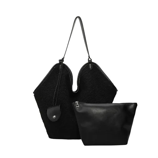 Large Capacity Fleece Parent-Child Tote Bag Single Shoulder