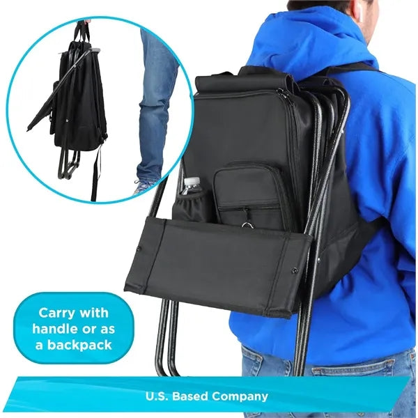 Folding Stool Portable Backpack with Cooler Insulated Bag