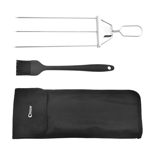 Stainless Steel Semi-Automatic BBQ Fork Set