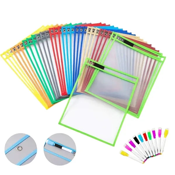 Dry Erase Pockets Sleeves with Rings
