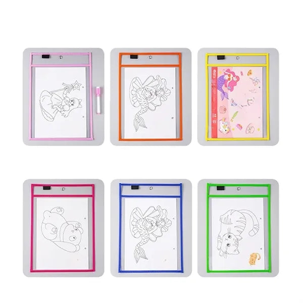 Dry Erase Pockets Sleeves with Rings