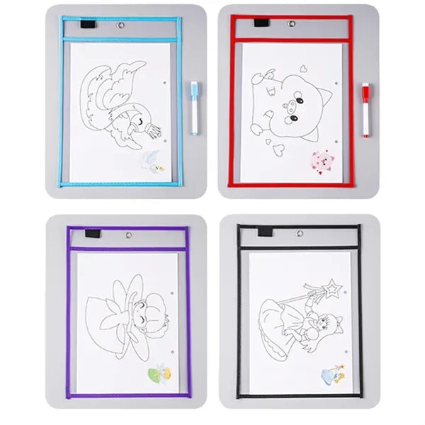 Dry Erase Pockets Sleeves with Rings