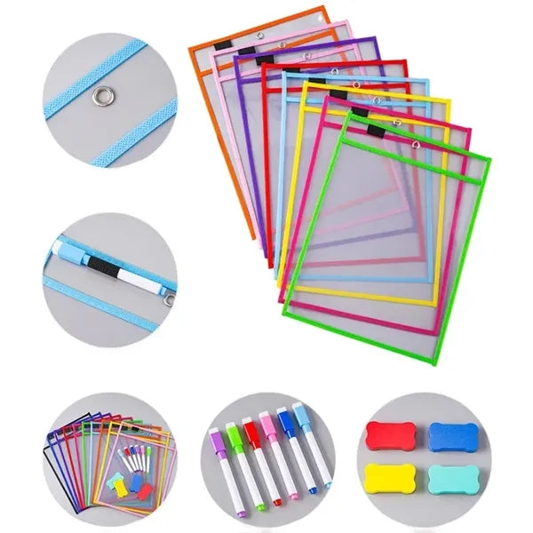 Dry Erase Pockets Sleeves with Rings