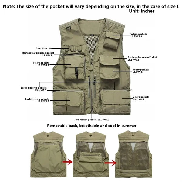Men's casual outdoor detachable mesh quick-drying vest