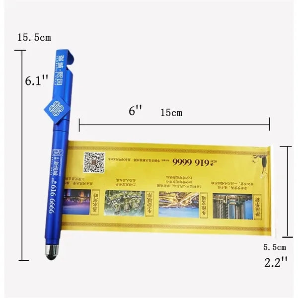 Multi-Function Gel Pen with Pull-Flag Advertising Design