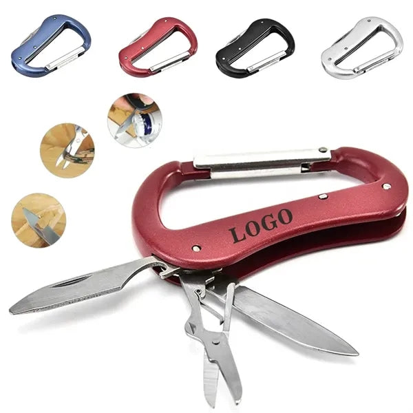 Outdoor Multitool Carabiner with Pocket Knife Scissors