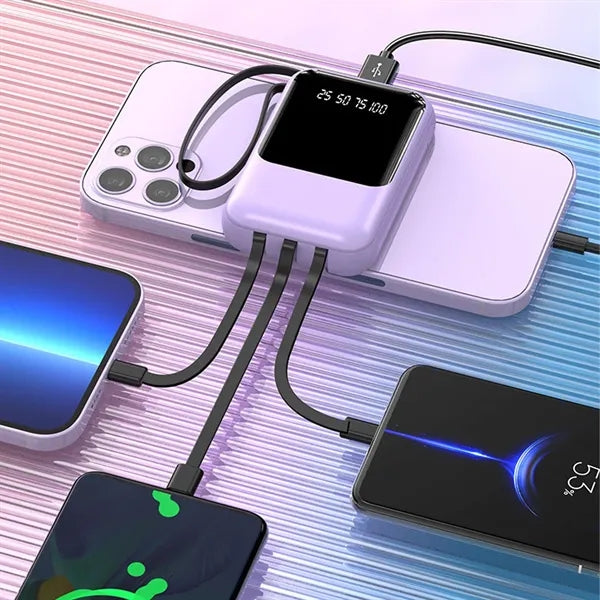 Mini 10000mAh Fast Charging Power bank With 4 Cables