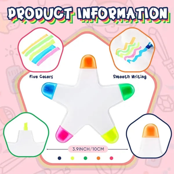 5-in-1 Color Star Shape Fluorescent Highlighter Marker