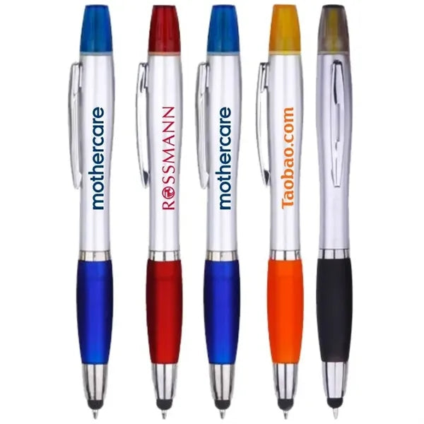 3-in-1 Ballpoint Stylus Pen with Highlighter Marker