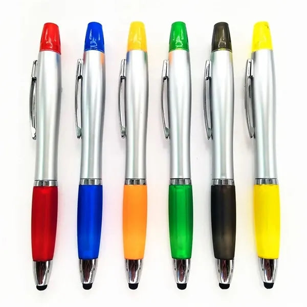 3-in-1 Ballpoint Stylus Pen with Highlighter Marker