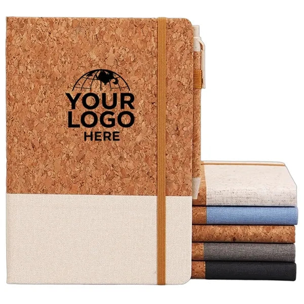 A5 Creative pu Cork Splicing Notebook with Pen Loop