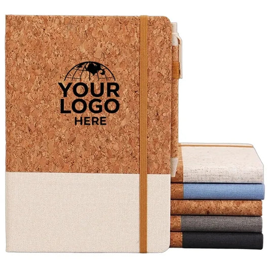 A5 Creative pu Cork Splicing Notebook with Pen Loop