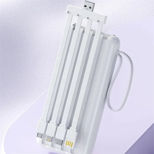 20000mAh Portable Power Bank with 4 Cables & Flashlights