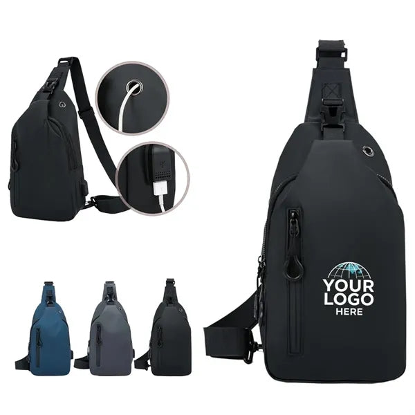 Waterproof Shoulder Bag Crossbody Sling Backpack with USB