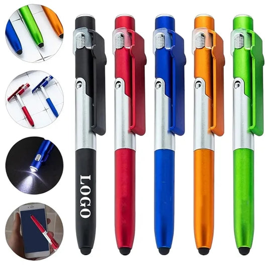Foldable Ballpoint Stylus Pen with LED & Phone Holder