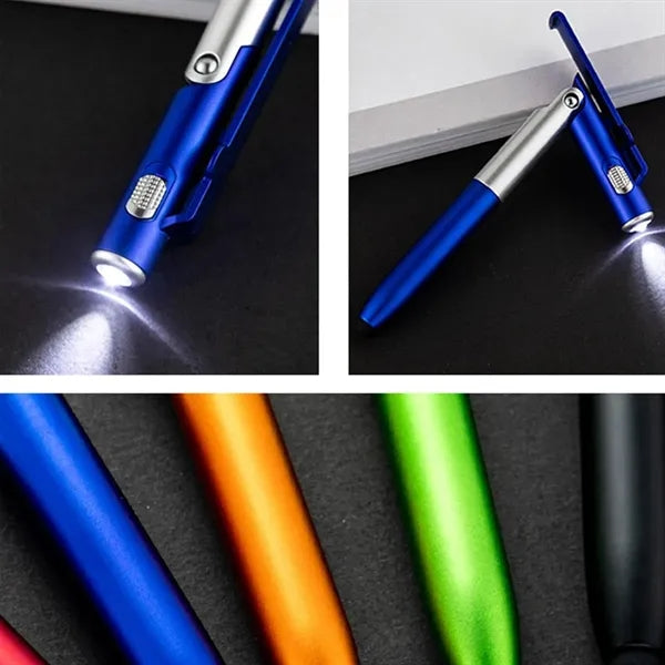 Foldable Ballpoint Stylus Pen with LED & Phone Holder