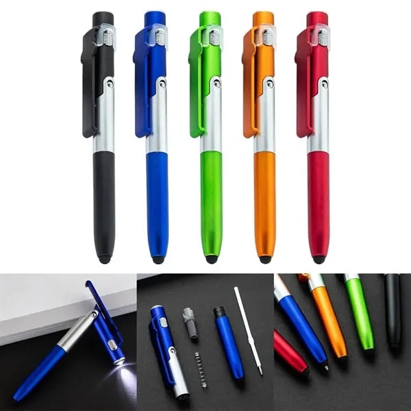 Foldable Ballpoint Stylus Pen with LED & Phone Holder