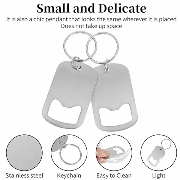 Stainless Steel Flat Beer Bottle Opener Keychain