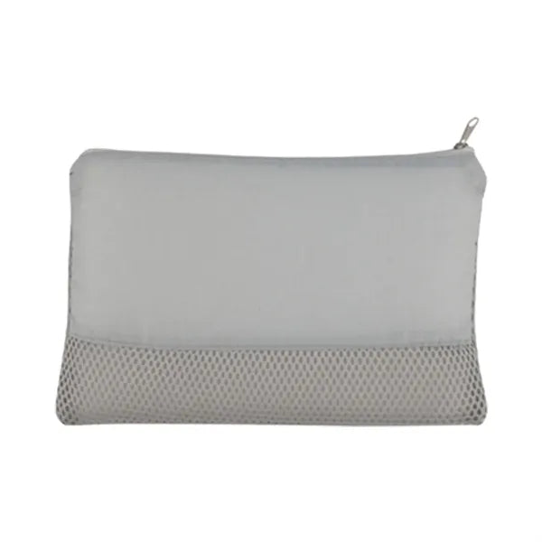 Polyester Patchwork Grid Mesh Makeup Bag