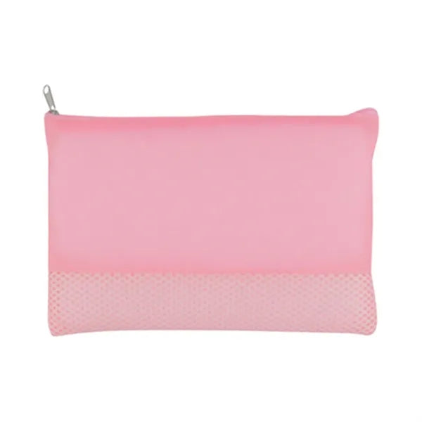 Polyester Patchwork Grid Mesh Makeup Bag