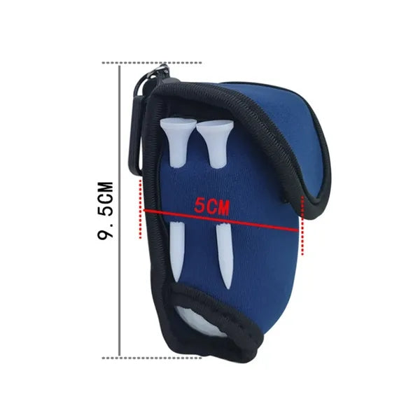 Neoprene Golf Ball and Accessories Pouch With Carabiner Clip