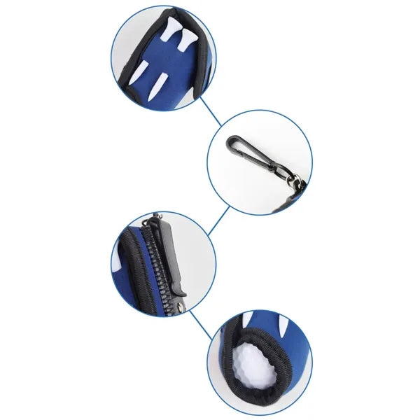 Neoprene Golf Ball and Accessories Pouch With Carabiner Clip