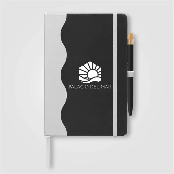 Grete Recycled PU Wave Pattern Journal Pen Set - A5