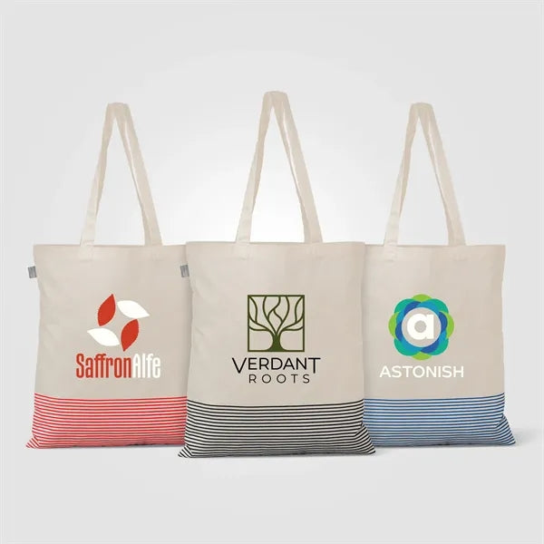 Aro Recycled 5oz Cotton Micro Stripe Tote 9.7L-Heat Transfer