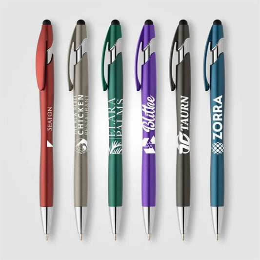 La Jolla Recycled Plastic Metallic Stylus Pen - Silkscreen