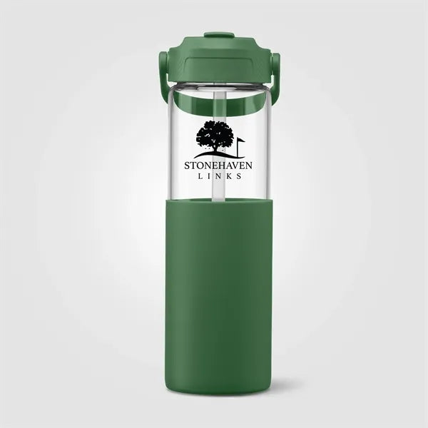 Leeds Glass Silicone Sleeve Straw Bottle - 20 oz.